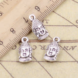 20pcs Charms Buddha Head 16x8mm Tibetan Bronze Silver Color Pendants Antique Jewelry Making DIY Handmade Craft