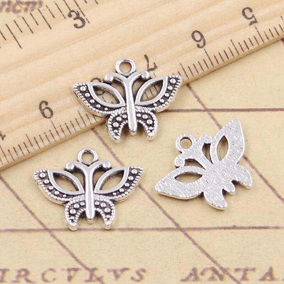 20pcs Charms Butterfly 15x19mm Tibetan Silver Color Pendants Antique Jewelry Making DIY Handmade Craft
