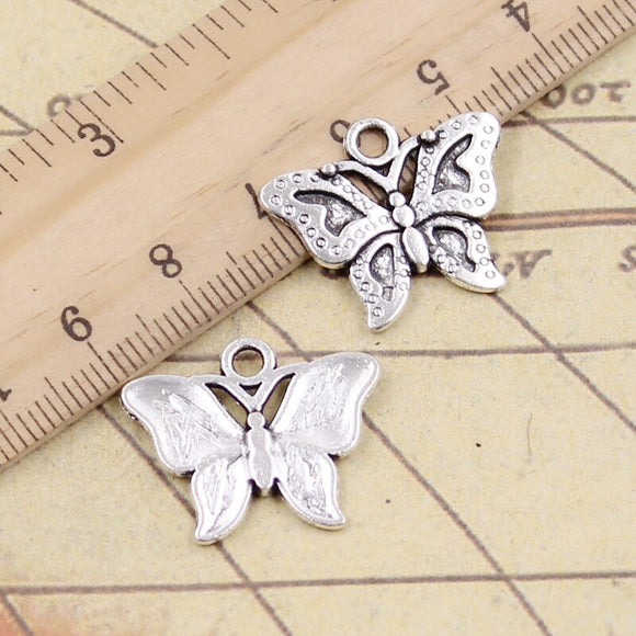 20pcs Charms Butterfly 19x23mm Tibetan Silver Color Pendants Antique Jewelry Making DIY Handmade Craft