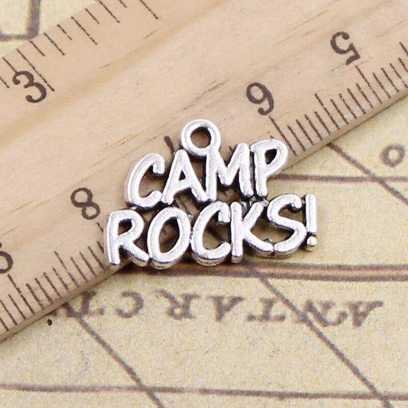 20pcs Charms CAMP ROCKS 13x21mm Tibetan Silver Color Pendants Antique Jewelry Making DIY Handmade Craft