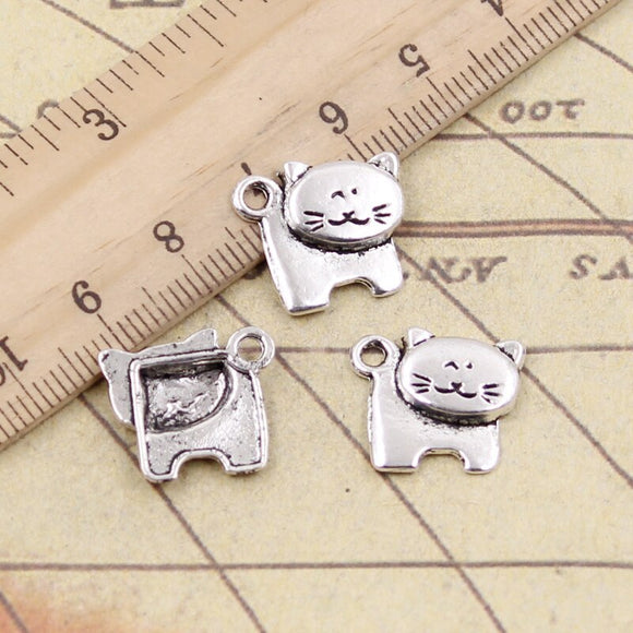 20pcs Charms Cat 16x15mm Tibetan Silver Color Pendants Antique Jewelry Making EF3669