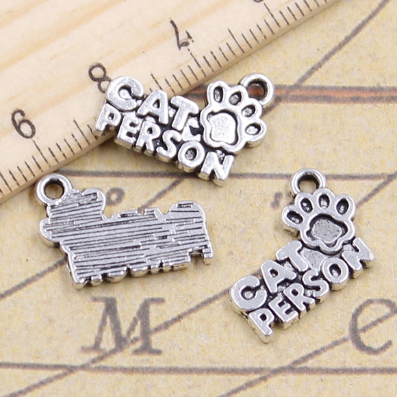 20pcs Charms Cat Person Friend Forever 13x18mm Tibetan Silver Color Pendants Antique Jewelry Making DIY Handmade Craft EF3726