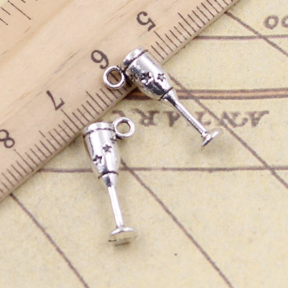20pcs Charms Champagne Flutes Wine Glass 20x5mm Tibetan Bronze Silver Color Pendants Antique Making DIY Handmade Craft Pendant EF4327