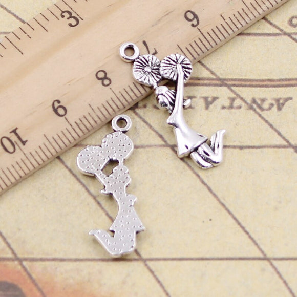 20pcs Charms Cheerleader Cheer Girl 28x10mm Tibetan Silver Color Pendants Antique Jewelry Making DIY Handmade Craft Pendant