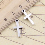 20pcs Charms Christian Cross 9x19mm Tibetan Bronze Silver Color Pendants Antique Jewelry Making DIY Handmade Craft Pendant
