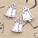 20pcs Charms Christmas Bell 24x17mm Antique Silver Color Pendants DIY Crafts Making Findings Handmade Tibetan Jewelry