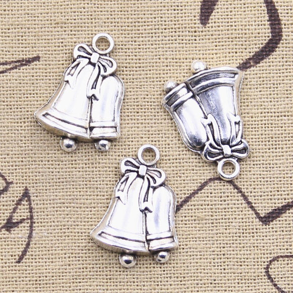 20pcs Charms Christmas Bell 24x17mm Antique Silver Color Pendants DIY Crafts Making Findings Handmade Tibetan Jewelry