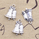 20pcs Charms Christmas Bell 24x17mm Antique Silver Color Pendants DIY Crafts Making Findings Handmade Tibetan Jewelry