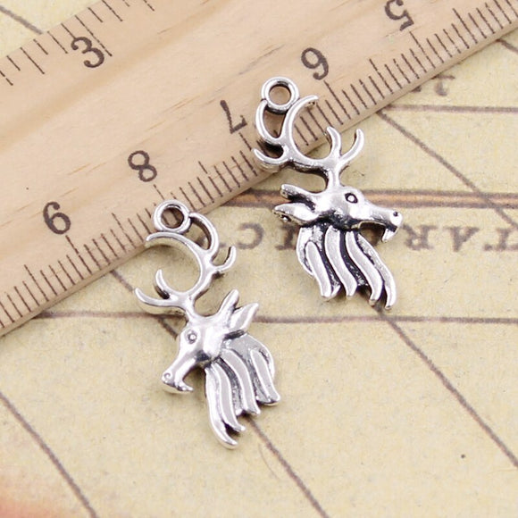 20pcs Charms Christmas Deer Head 27x11mm Tibetan Silver Color Pendants Antique Jewelry Making DIY Handmade Craft Pendant