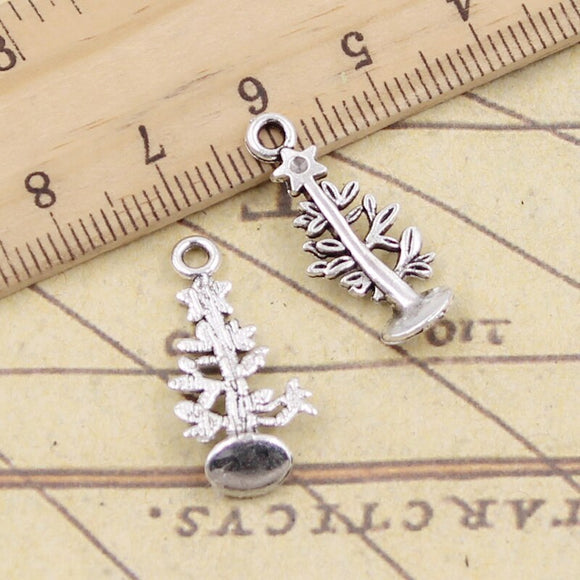 20pcs Charms Christmas Tree 24x10mm Tibetan Silver Color Pendants Antique Jewelry Making DIY Handmade Craft Pendant