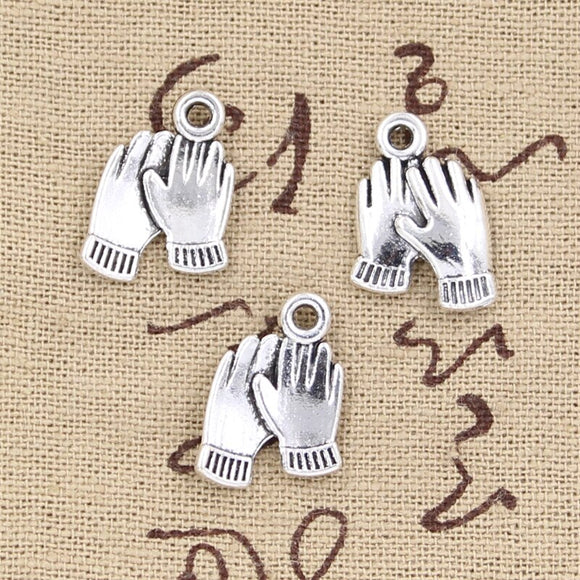 20pcs Charms Christmas Winter Gloves 13x20mm Antique Silver Color Pendants DIY Crafts Making Findings Handmade Tibetan Jewelry ef0137