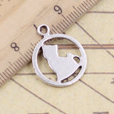 20pcs Charms Circle Cat 19x19mm Tibetan Bronze Silver Color Pendants Antique Jewelry Making DIY Handmade Craft