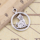 20pcs Charms Circle Cat 19x19mm Tibetan Bronze Silver Color Pendants Antique Jewelry Making DIY Handmade Craft