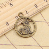 20pcs Charms Circle Cat 19x19mm Tibetan Bronze Silver Color Pendants Antique Jewelry Making DIY Handmade Craft