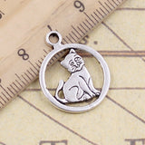 20pcs Charms Circle Cat 19x19mm Tibetan Bronze Silver Color Pendants Antique Jewelry Making DIY Handmade Craft