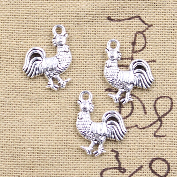 20pcs Charms Cock Rooster 20x14mm Antique Silver Color Pendants DIY Crafts Making Findings Handmade Tibetan Jewelry