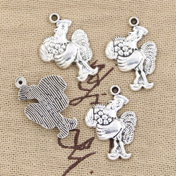 20pcs Charms Cock Rooster 23x15mm Antique Silver Color Pendants DIY Crafts Making Findings Handmade Tibetan Jewelry