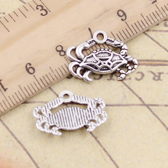 20pcs Charms Crab Crustacean 14x20mm Tibetan Bronze Silver Color Pendants Antique Jewelry Making DIY Handmade Craft