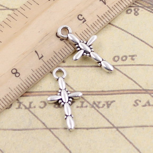 20pcs Charms Cross 13x19mm Tibetan Silver Color Pendants Antique Jewelry Making DIY Handmade Craft