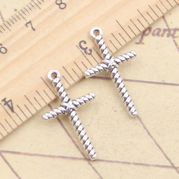 20pcs Charms Cross 26x15mm Tibetan Silver Color Pendants Antique Jewelry Making DIY Handmade Craft