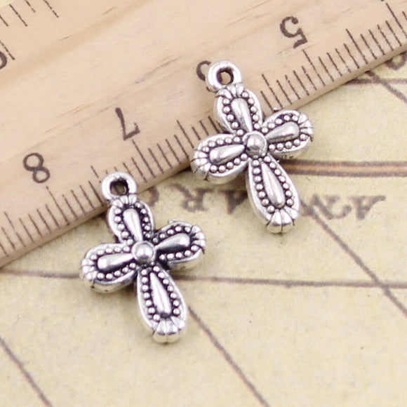 20pcs Charms Cross Flower 18x13mm Tibetan Silver Color Pendants Antique Jewelry Making DIY Handmade Craft Pendant
