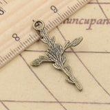 20pcs Charms Cross Flower Branch 35x23mm Tibetan Bronze Silver Color Pendants Antique Jewelry Making DIY Handmade Craft g1294