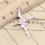 20pcs Charms Cross Flower Branch 35x23mm Tibetan Bronze Silver Color Pendants Antique Jewelry Making DIY Handmade Craft G1294