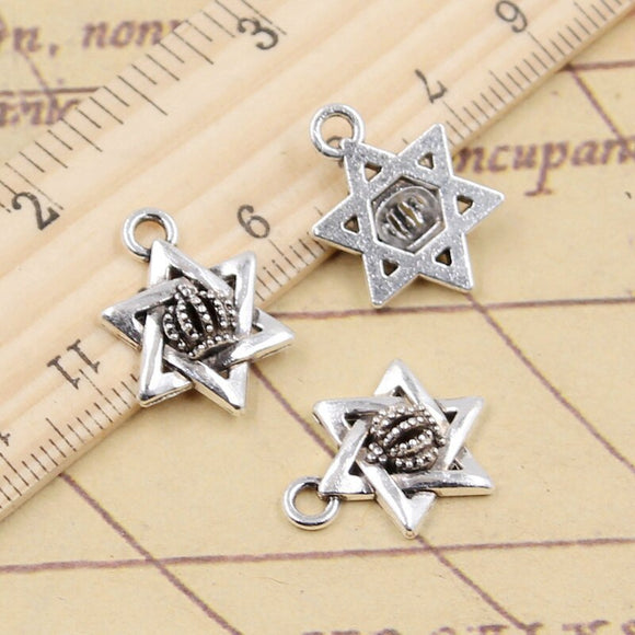 20pcs Charms Crown Star Of David 20x15mm Tibetan Silver Color Pendants Antique Jewelry Making DIY Handmade Craft