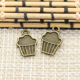 20pcs Charms Cupcake Ice Cream 15x10mm Tibetan Silver Color Pendants Antique Jewelry Making DIY Handmade Craft