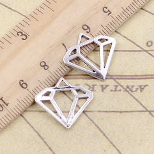 10pcs Charms Diamond Shape Logo 30x27mm Tibetan Silver Color Pendants Antique Jewelry EF3619