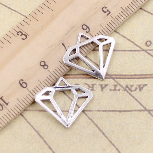 10pcs Charms Diamond Shape Logo 30x27mm Tibetan Silver Color Pendants Antique Jewelry EF3619