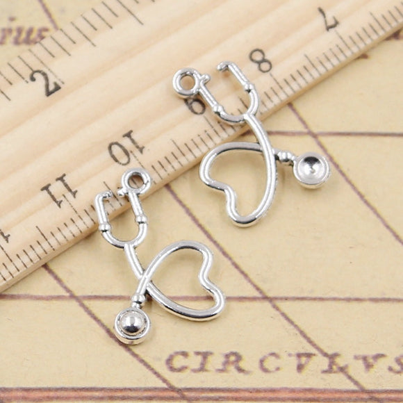 20pcs Charms Doctor Stethoscope 22x14mm Tibetan Silver Color Pendants Antique Jewelry Making DIY Handmade Craft