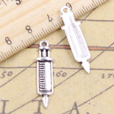 20pcs Charms Doctor Syringe 30x9mm Antique Silver Color Pendants Making DIY Handmade Jewelry Factory Wholesale