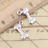 20 colgantes de hueso de perro de 16 x 10 mm, de bronce tibetano, color plata, para hacer joyas antiguas, manualidades hechas a mano. 