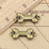 20 piezas de dijes de hueso de perro, 22 x 20 mm, colgantes de color bronce tibetano y plata, joyería antigua, artesanía hecha a mano. 