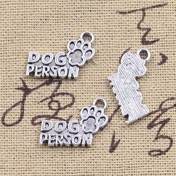 20pcs Charms Dog Paw Person 14x17mm Antique Silver Color Pendants DIY Crafts Making Findings Handmade Tibetan Jewelry ef4788