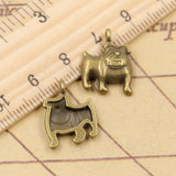 20pcs Charms Dog Pug Bulldog 17x13mm Tibetan Bronze Silver Color Pendants Antique Jewelry Making DIY Handmade Craft