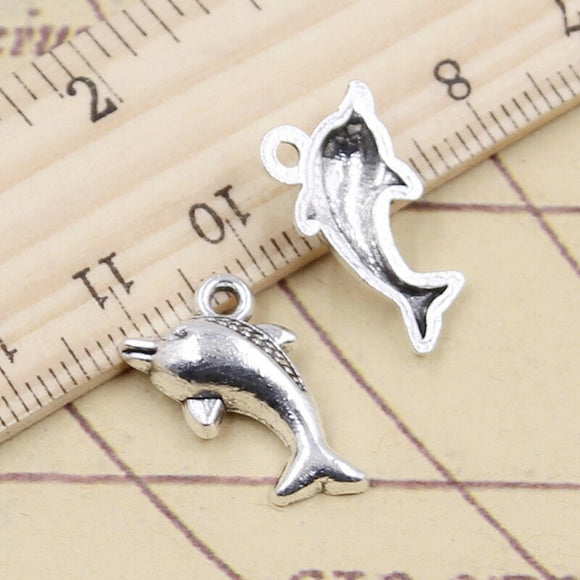 20pcs Charms Dolphin Show 20x12mm Tibetan Bronze Silver Color Pendants Antique Jewelry Making DIY Handmade Craft