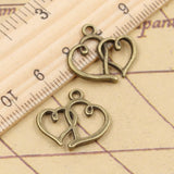 20pcs Charms Double Hearts 19x19mm Tibetan Bronze Silver Color Pendants Antique Jewelry Making DIY Handmade Craft