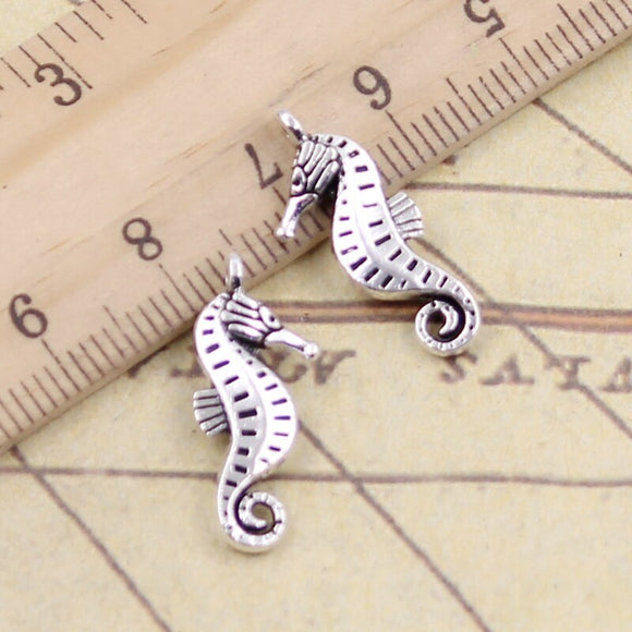 20pcs Charms Double Side Seahorse Hippocampus 22x8mm Tibetan Silver Color Pendants Antique Jewelry Making DIY Handmade Craft