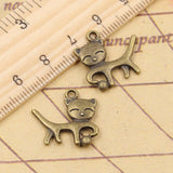 20 piezas de dijes de bola de gato de doble cara, 19 x 18 mm, color bronce tibetano, colgantes de plata, joyería antigua, artesanía hecha a mano. 