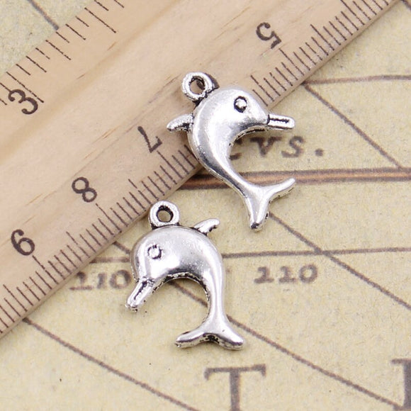 20pcs Charms Double Sided Dolphin 20x13mm Tibetan Silver Color Pendants Antique Jewelry Making DIY Handmade Craft