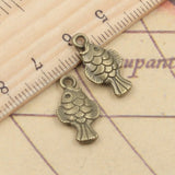 20pcs Charms Double Sided Fish 19x20mm Tibetan Bronze Silver Color Pendants Antique Jewelry Making DIY Handmade Craft