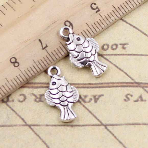 20pcs Charms Double Sided Fish 19x20mm Tibetan Bronze Silver Color Pendants Antique Jewelry Making DIY Handmade Craft