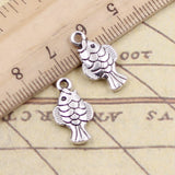 20pcs Charms Double Sided Fish 19x20mm Tibetan Bronze Silver Color Pendants Antique Jewelry Making DIY Handmade Craft