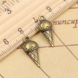 20pcs Charms Double Sided Ice Cream Cone 19x8x4mm Tibetan Bronze Silver Color Pendants Antique Jewelry EF3620