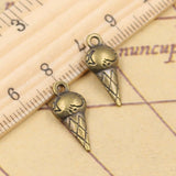 20pcs Charms Double Sided Ice Cream Cone 19x8x4mm Tibetan Bronze Silver Color Pendants Antique Jewelry EF3620