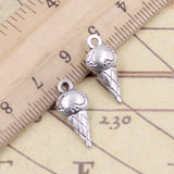 20pcs Charms Double Sided Ice Cream Cone 19x8x4mm Tibetan Bronze Silver Color Pendants Antique Jewelry Making DIY Handmade Craft