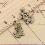 20pcs Charms Double Sided Rabbit 18x20mm Tibetan Bronze Silver Color Pendants Antique Jewelry Making DIY Handmade Craft