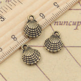20pcs Charms Double Sided Shell 13x20mm Antique Silver Color Pendants Making DIY Handmade Jewelry Factory Wholesale